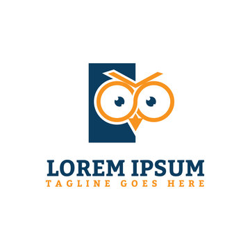 Face owl linear icon symbol design template