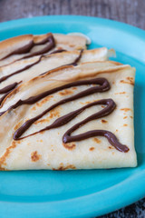 Homemade crepes with chocolate french recipe