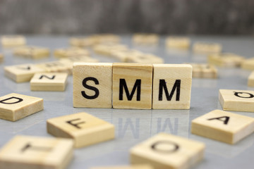 Word smm made of wooden letters