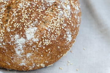 Freshly baked, homemade seeded brown bread