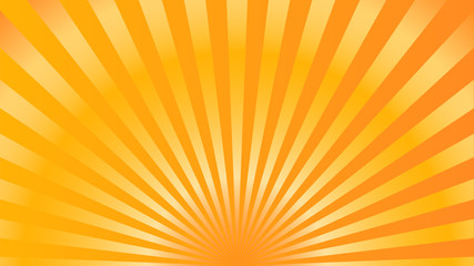 Sun rays background. Yellow orange radiate sun beam, burst effect. Sunbeam light flash boom. Template poster sale. Sunlight star, sunrise glow burst. Solar radiance, retro design. Vector illustration