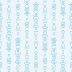 Vector Hand Drawn Folklore Ornament Chains in Pastel Blue seamless pattern background.
