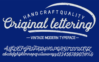 Hand drawn  calligraphy display typeface on dark background for projects,logotypes and headlines.Outdoor poster advertising inspired font.Letters and numbers.Vector illustration.