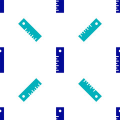 Blue Ruler icon isolated seamless pattern on white background. Straightedge symbol.  Vector Illustration