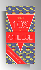 Cheese shop design template for poster, flyer, banner. A hand-drawn doodle color pattern. Vector 10 EPS.