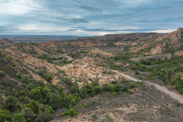 Fototapeta na wymiar Panorama of Monegros desert in Huesca province, Spain