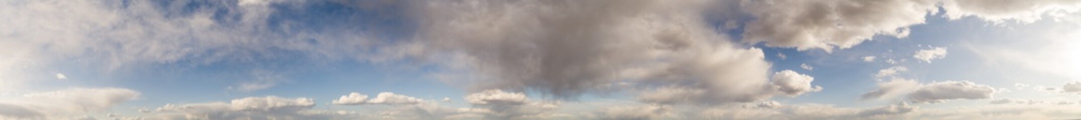 Fototapeta na wymiar The stormy clouds on sunset panorama