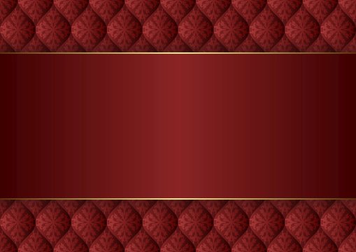 red background with vintage pattern and golden border
