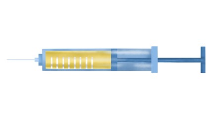 Fototapeta premium Syringe with vaccine injection inside on white background,virus infections prevention and protection concept, 3d illustration