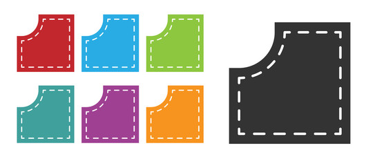 Black Sewing Pattern icon isolated on white background. Markings for sewing. Set icons colorful. Vector Illustration