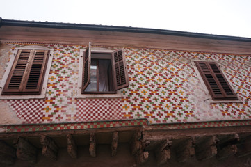 Old house with ornament on Kidričeva ulica (street). Koper, Slovenia.