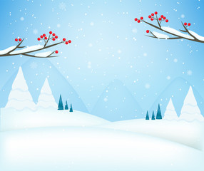 Realistic background, celebration banner, happy new year and merry christmas, hello winter, blue card with snowflakes, vector