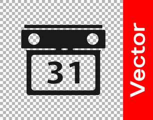Black Calendar icon isolated on transparent background. Event reminder symbol.  Vector Illustration