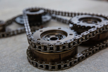 chain and gears of an automobile engine. series of pictures. picture 8