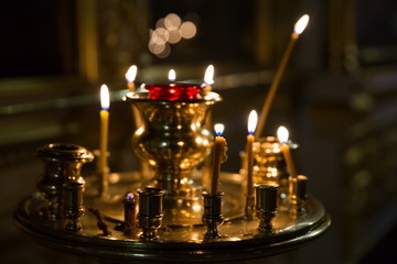 background of candles in christian orthodox church