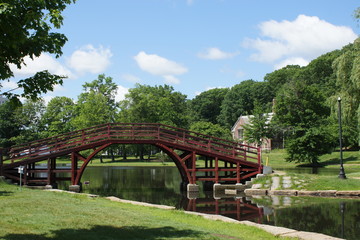 wooden bridge in the park