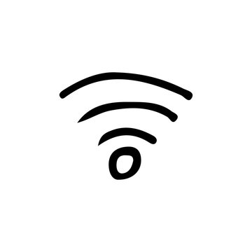 Hand drawn wifi icon in vector on white background. Doodle wifi icon in vector