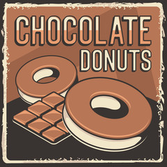 Chocolate Donuts Rustic Classic Retro Vintage Signage Poster Vector