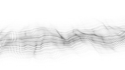 Vector abstract white futuristic background. Big data visualization. Digital dynamic wave of particles.