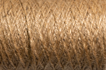 Background.Texture.Close-up skein of jute rope.