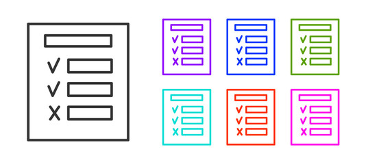 Black line Car inspection icon isolated on white background. Car service. Set icons colorful. Vector Illustration