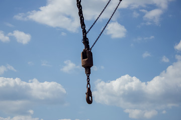 crane hook with blue sky
