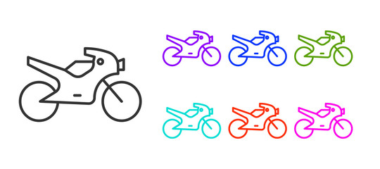 Black line Motorcycle icon isolated on white background. Set icons colorful. Vector Illustration