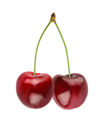 Fresh cherry isolated on white background with clipping path