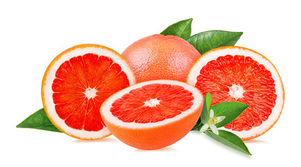 Fresh grapefruit isolated on white background  with clipping path