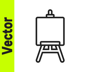 Black line Wood easel or painting art boards icon isolated on white background.  Vector Illustration