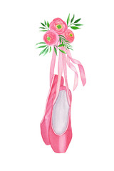 Ballet shoes with flowers.