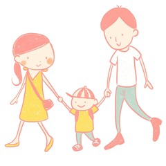 Illustration of family, mother, father and child
