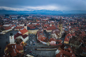 Fototapeta premium Aerial view from Sibiu taken by a professional drone