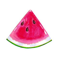 Watermelon slice on a white background. Summer hand-drawn illustration
