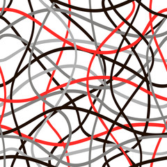 Abstract seamless pattern with hand drawn stripes.Grey, white, red,black.