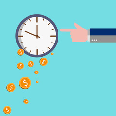 Flat time is money concept background. Money saving. Time management
