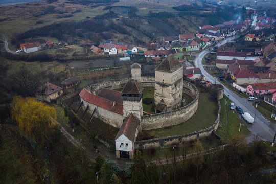 The Calnic fortress on the hills over Calnic village. Transylvania, Romania