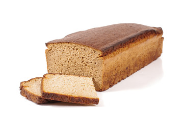 Rye dark bread isolated on the white