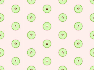 Slices of fresh green apple seamless pattern. Suitable for textile, wrapping, wallpaper