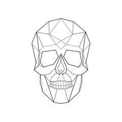 Polygonal geometric skull isolated on white background. Vector illustration