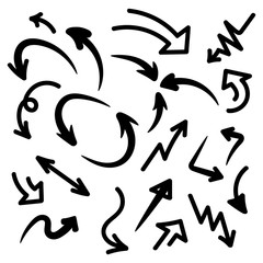 Arrows Set of Hand drawn vector doodle on white background. design element vector illustration doodle.