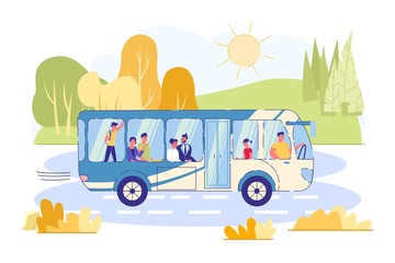Convenient Ride Country Bus, Vector Illustration.