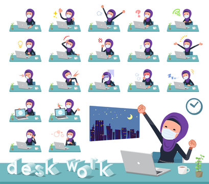 flat type mask Arab women_desk work