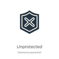 Unprotected icon vector. Trendy flat unprotected icon from Coronavirus Prevention collection isolated on white background. Vector illustration can be used for web and mobile graphic design, logo,