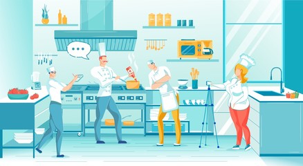 Shooting Cooking Program at Restaurant Kitchen