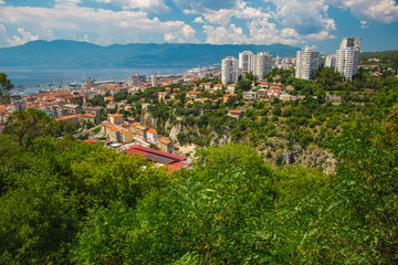 View over the town and harbour in Rijeka in Croatia