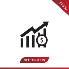 Profit graph vector icon in modern design style for web site and mobile app