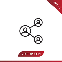 People network vector icon in modern design style for web site and mobile app, Business connection symbol