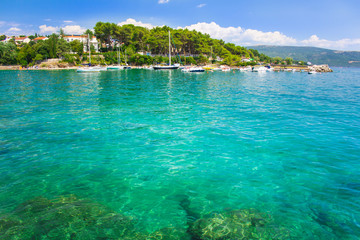 Picturesque coastline in Krk town on the island Krk, Croatia