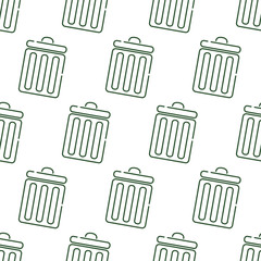 Seamless pattern with trash cans on a white background.